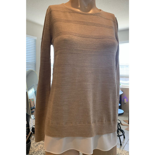 CK Calvin Klein Twofer pullover sweater with faux shirt tails sz XS