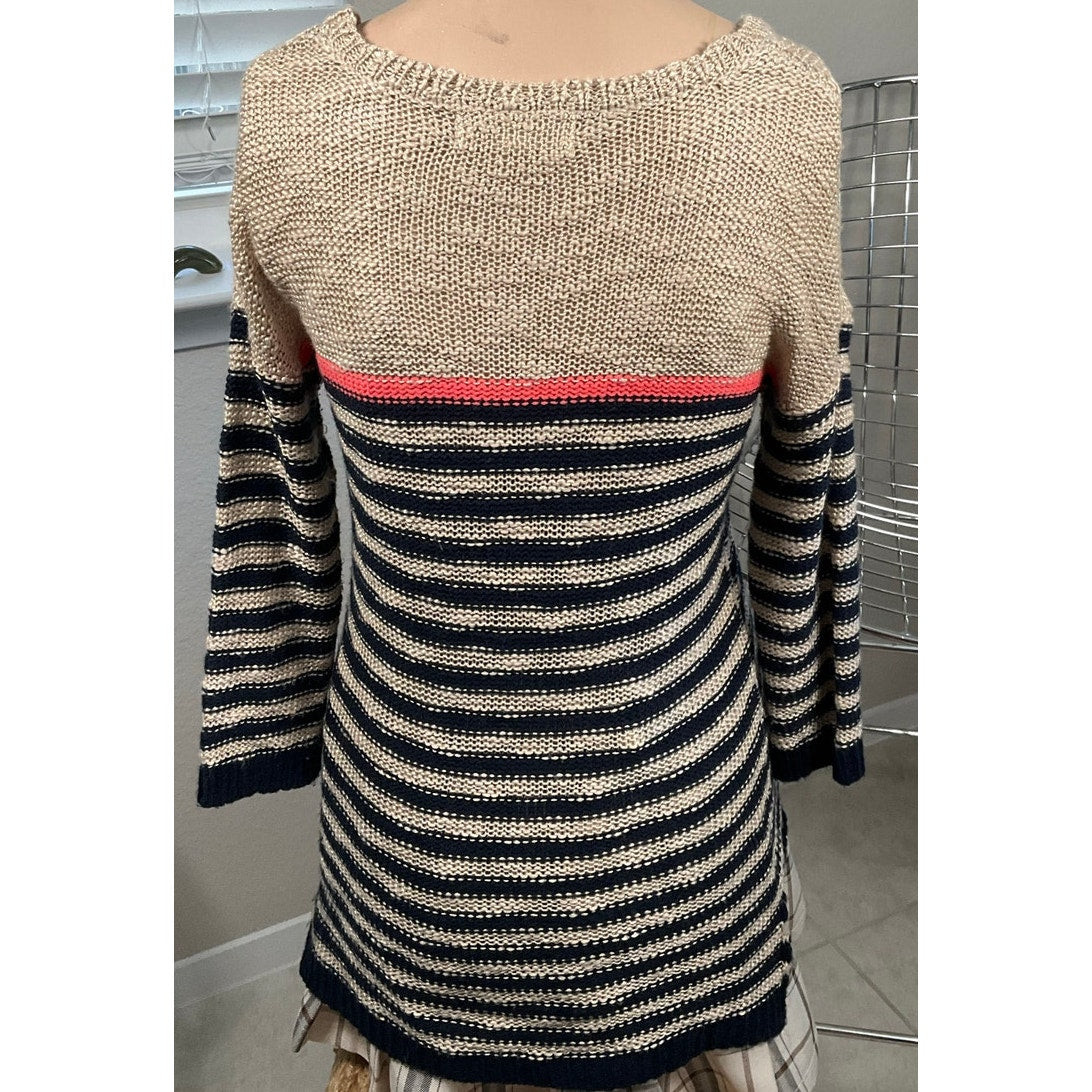 Pink Rose knit stripes pull over light weight sweater sz M