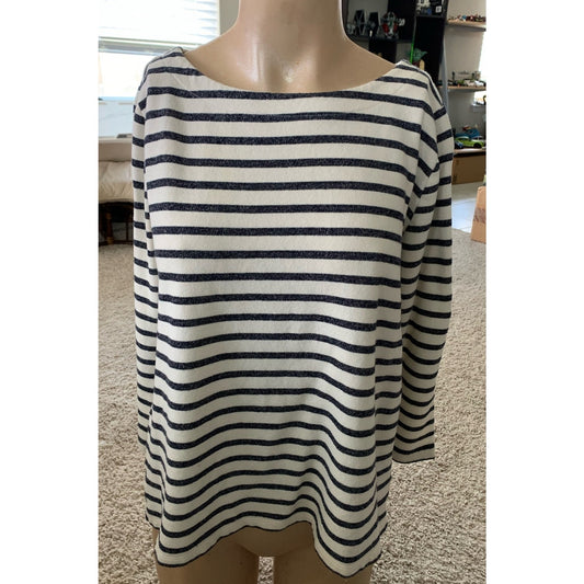 Loft Relaxed fit striped cotton petal back blouse sz L