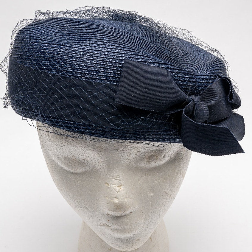 Vintage Navy blue netted hat from Union United Hatter's