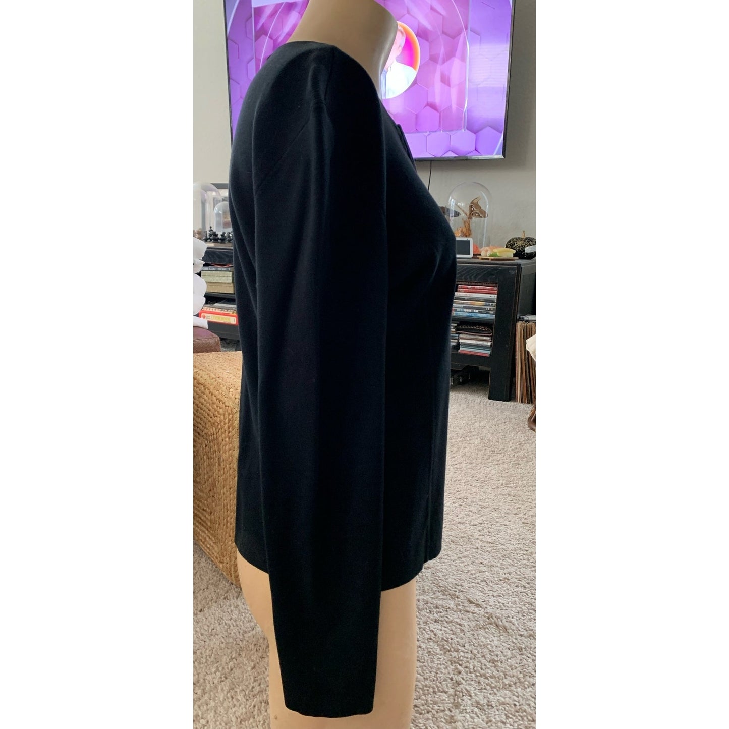 Liz Claiborne Black zip up silk and cotton cardigan sz M