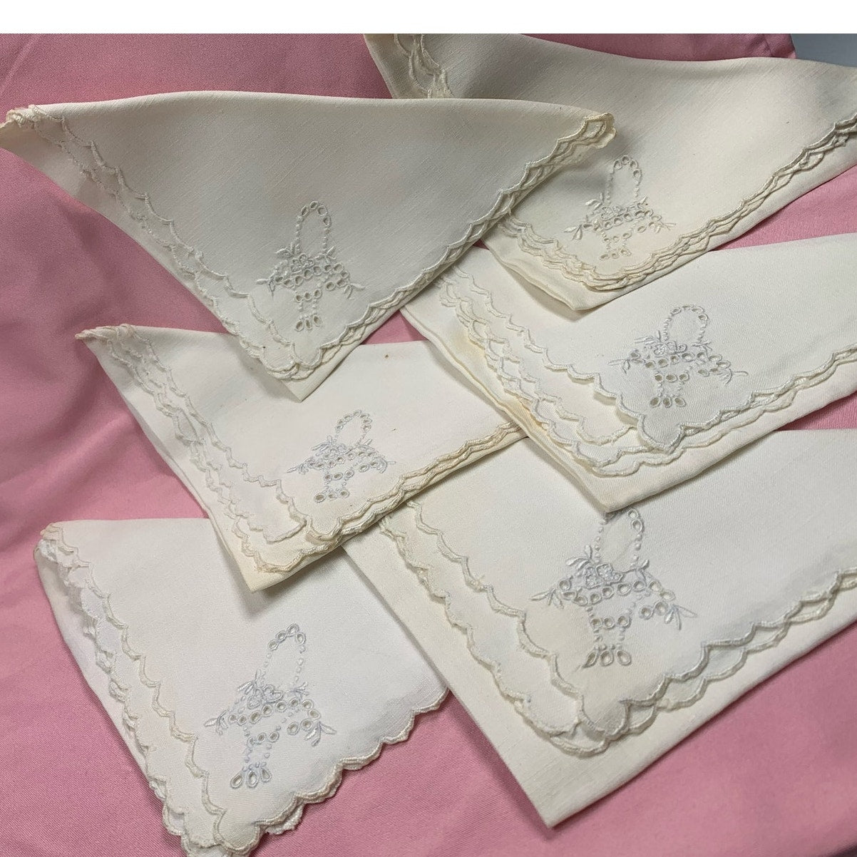 Vintage 1950's Real Madeira hand embroidered napkins - 6 total