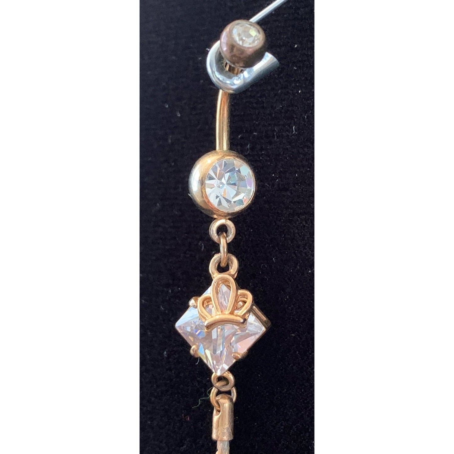 Y2K 14 g Gold tone Crown Chandelier Surgical Steel Belly ring