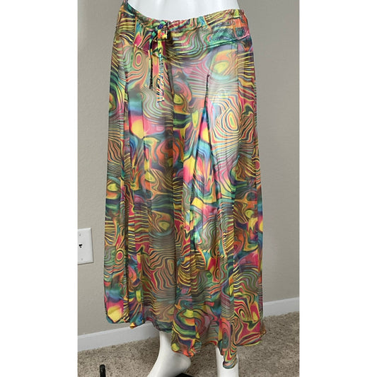 Women's Psychadelic Wide Leg Sheer Harem pants sz M