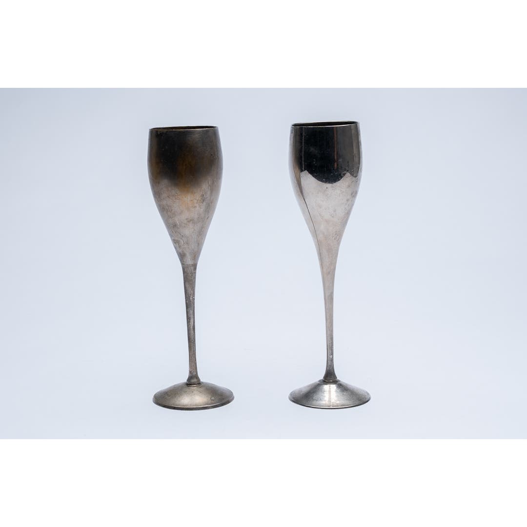 International Silver Co 9 " Long Stem Silver Plated Goblets, Champagne Flutes CC