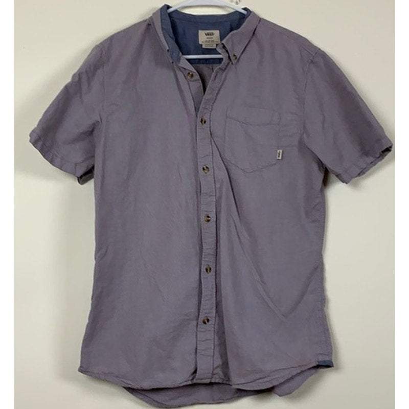 Vintage Van's fitted grey button up short sleeve shirt sz Med