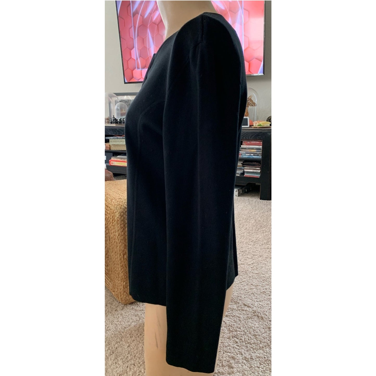 Liz Claiborne Black zip up silk and cotton cardigan sz M