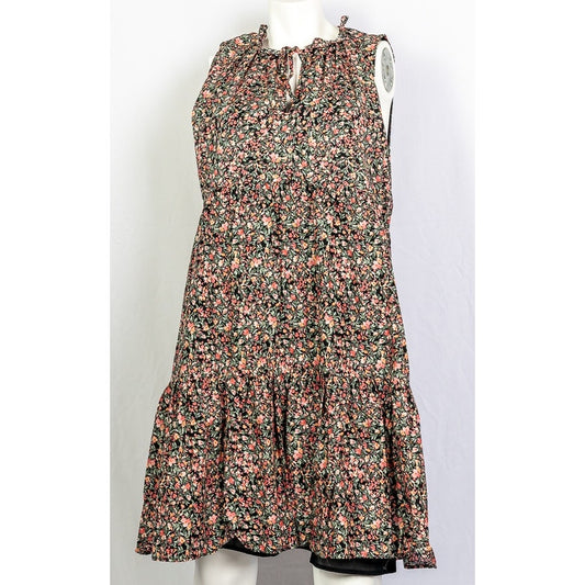 Steve Madden x BB Dakota Black Ditsy Floral Tiered Dress Sz XXL