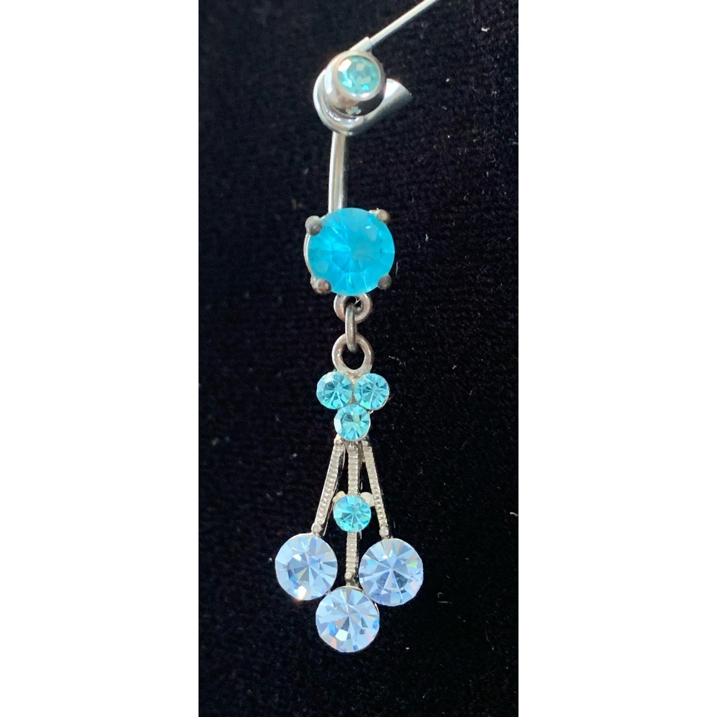 Vintage Y2K 14 g Blue Chandelier Surgical Steel Belly ring