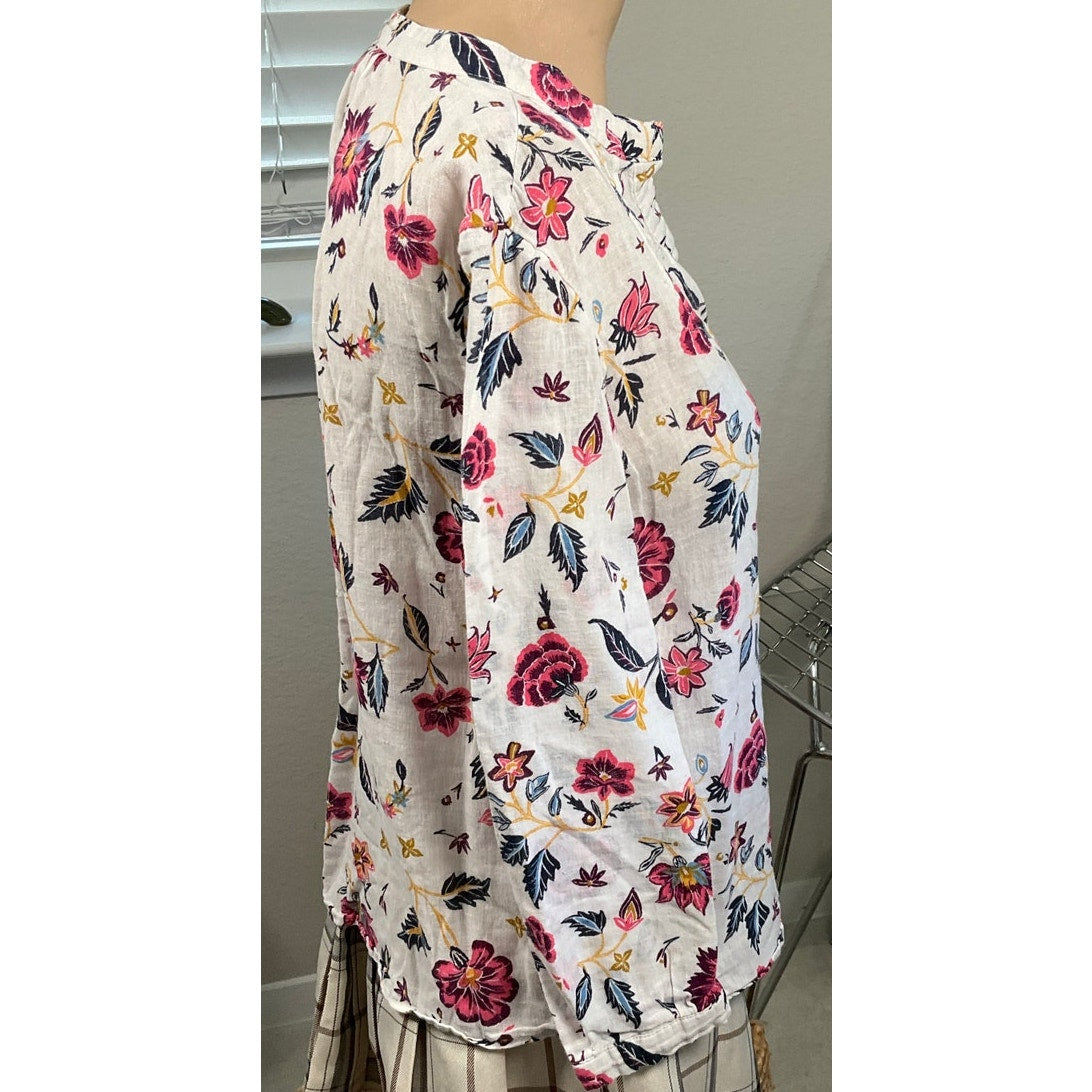 Old Navy Tunic Shirt white floral top sz Small