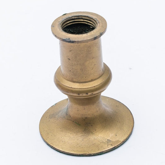 Single Short Brass Candlestick Candle Holder w/ Round Base