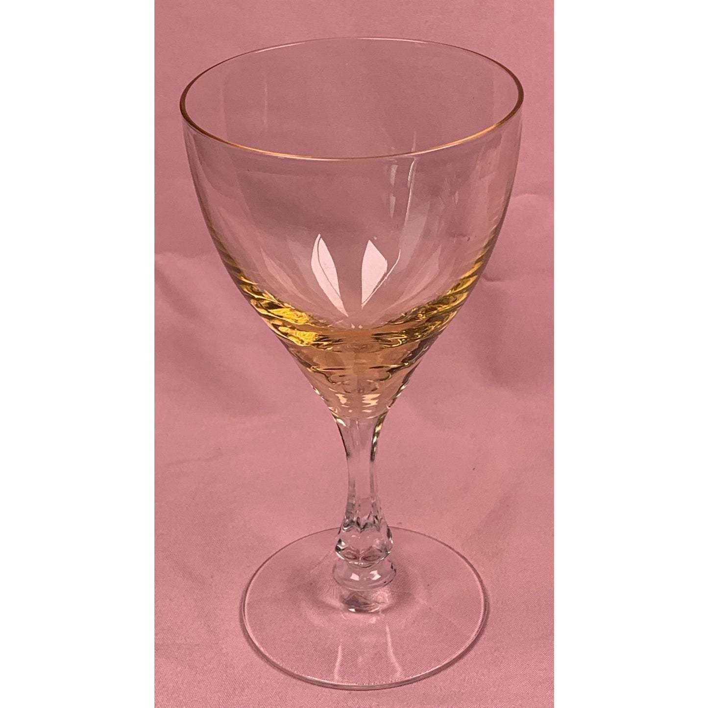 Fosteria "Vogue" gold tint yellow wine/brandy glass