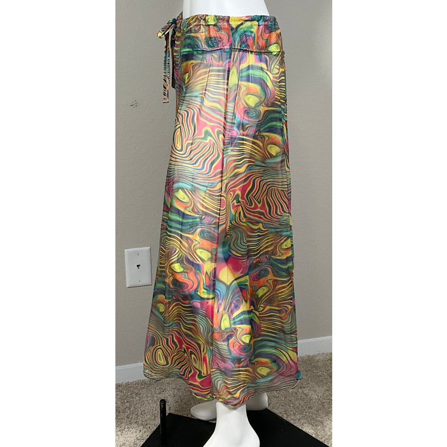 Women's Psychadelic Wide Leg Sheer Harem pants sz M