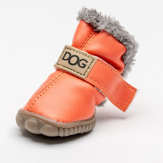 4Pcs Dog faux fur boots style waterproof shoes size 5