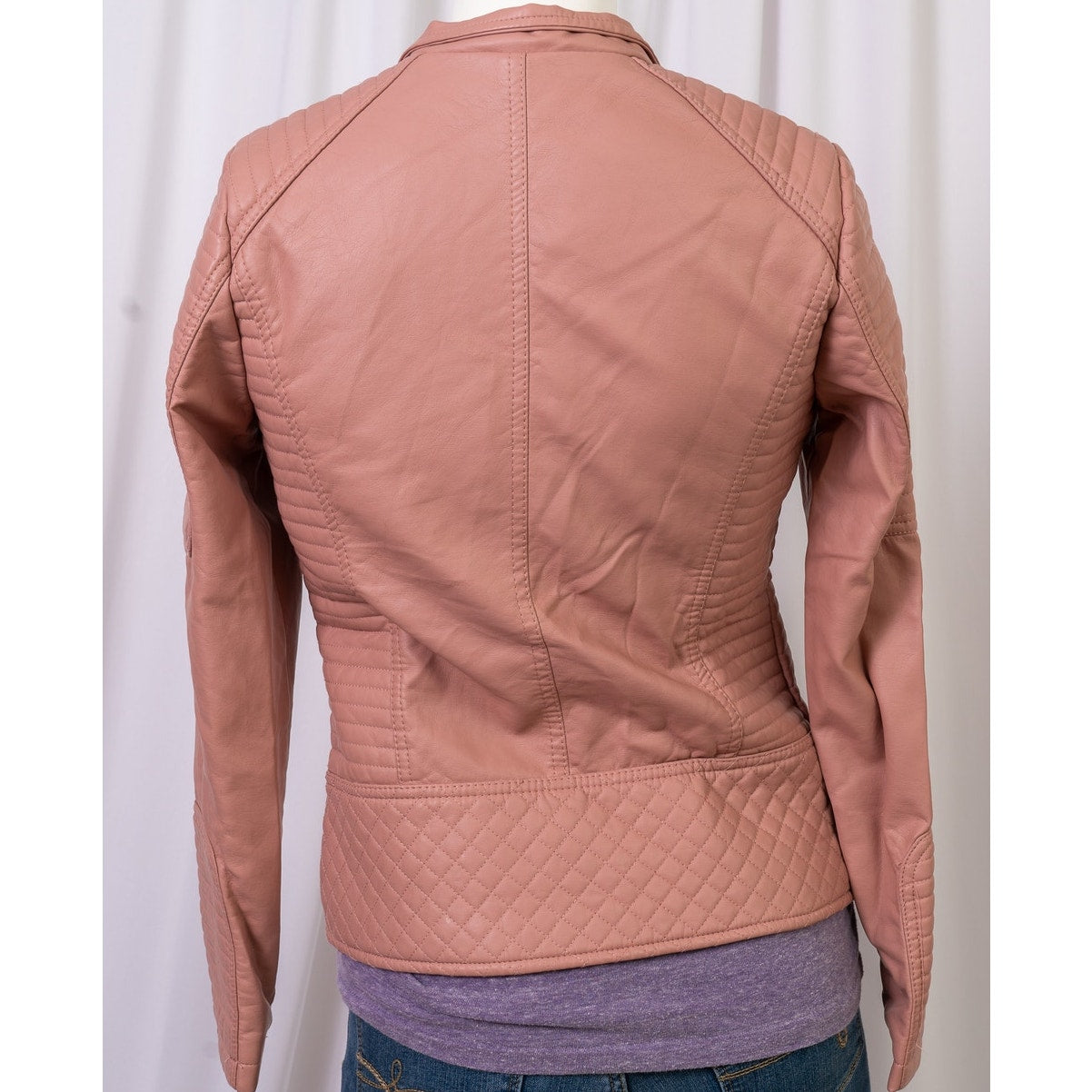 Pink YMI faux leather moto jacket size S