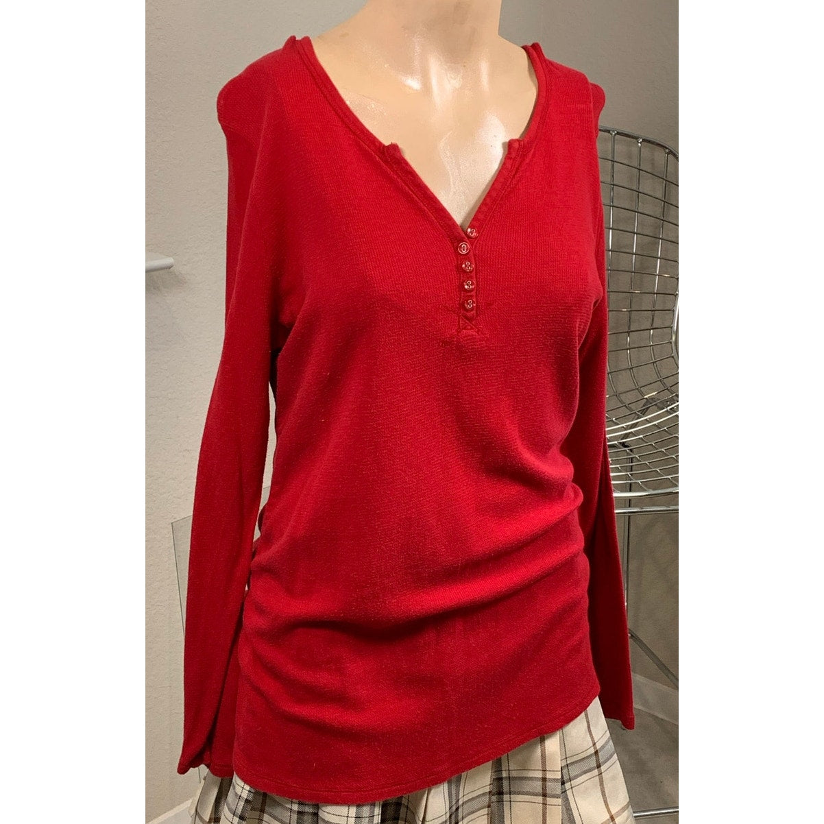 Liz Lange Red maternity long sleeved cotton shirt size XXL