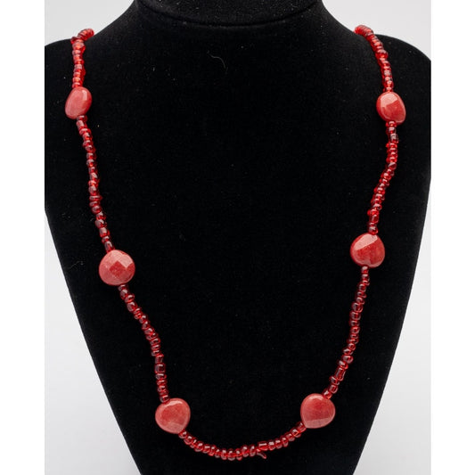 Vintage red Carnelian pear shape briolette beaded necklace