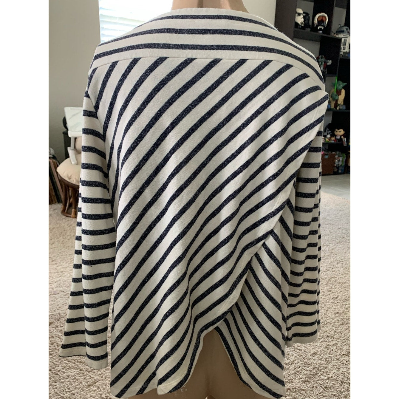 Loft Relaxed fit striped cotton petal back blouse sz L