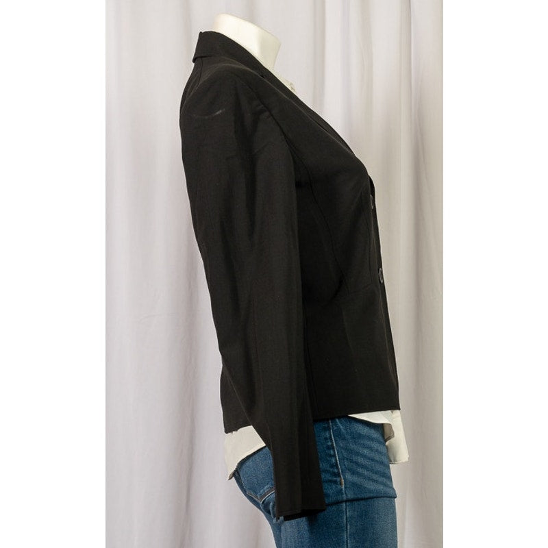 Ann Taylor Black Button Down Blazer Jacket Long Sleeve Lined - Size 6