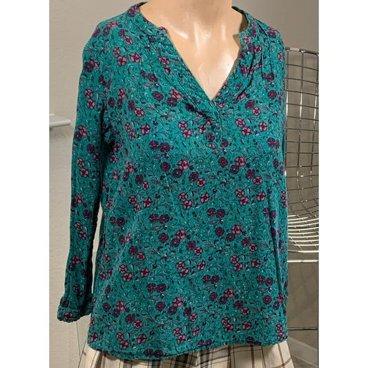 Old Navy Tunic Shirt blue floral top sz Small