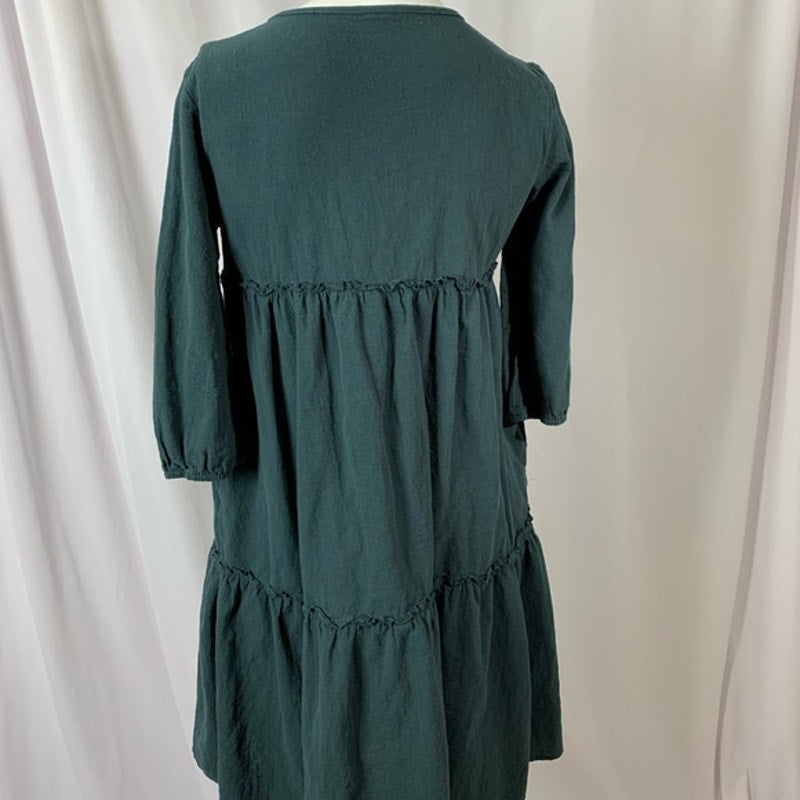 Green Countrycore Tie Neck Lantern Sleeve Smock Dress Sz S