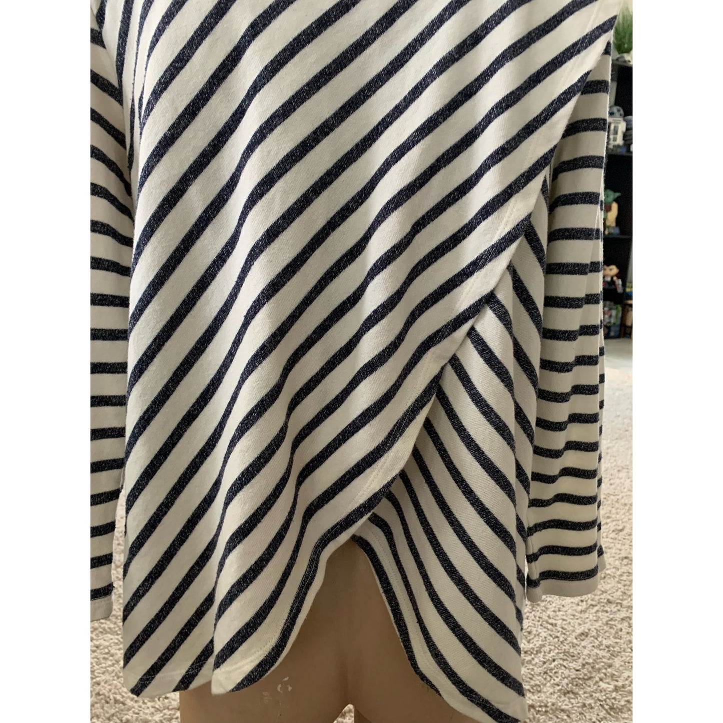 Loft Relaxed fit striped cotton petal back blouse sz L