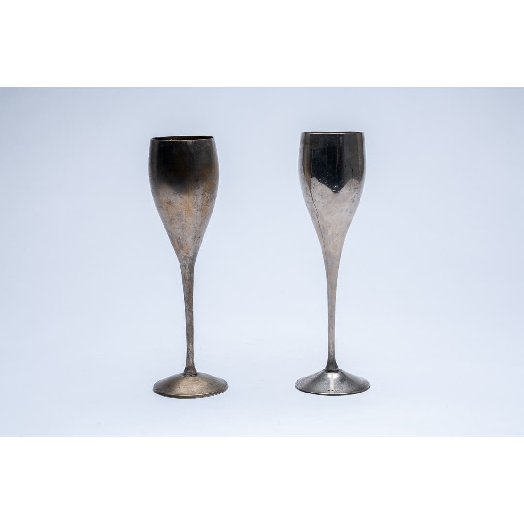 International Silver Co 9 " Long Stem Silver Plated Goblets, Champagne Flutes CC