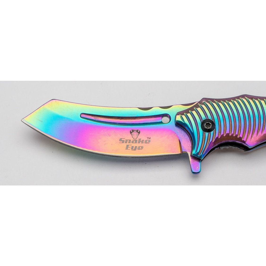 Snake Eye Rainbow Spring assist cleaver pocket knife