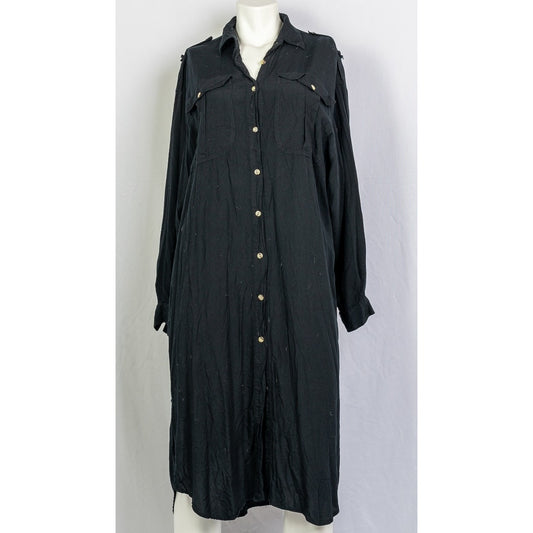 Vintage 80s black oversized shirt dress sz L