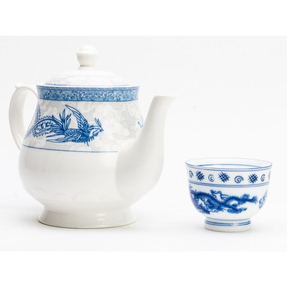 Vintage Cheng's White Jade Porcelain Blue and White Teapot