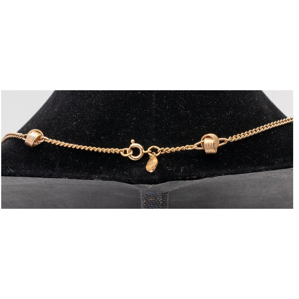 Vintage 1977 Avon Dainty Choker Necklace w/ Love Knots Gold Tone