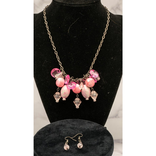 Barbie's Dream Necklace - Shades of pink necklace and earrings.