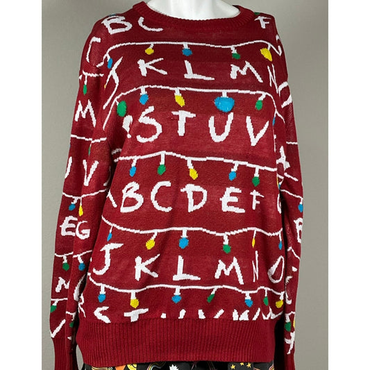 Stranger Things Light Up Christmas Lights Holiday Ugly Sweater XL Adult