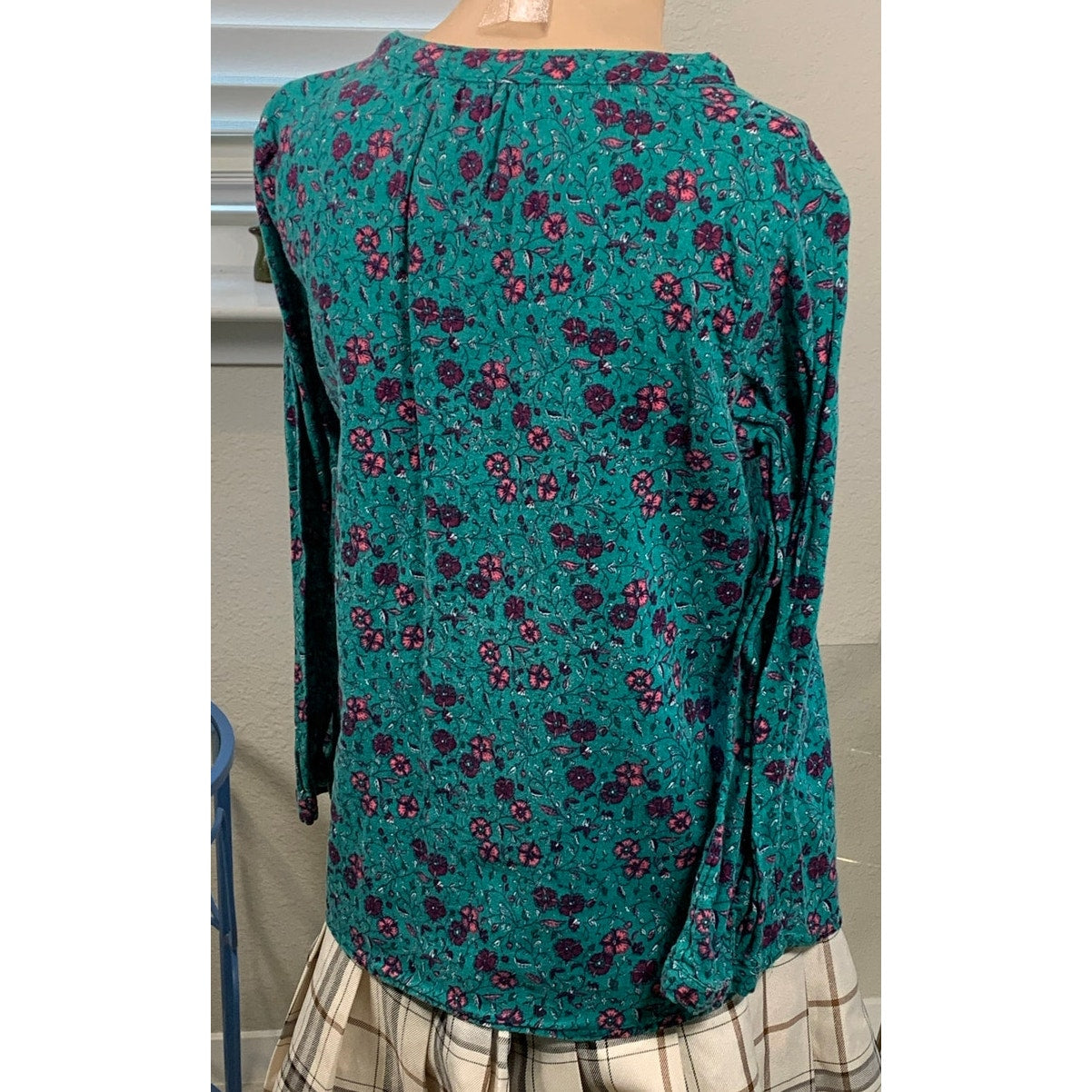 Old Navy Tunic Shirt blue floral top sz Small