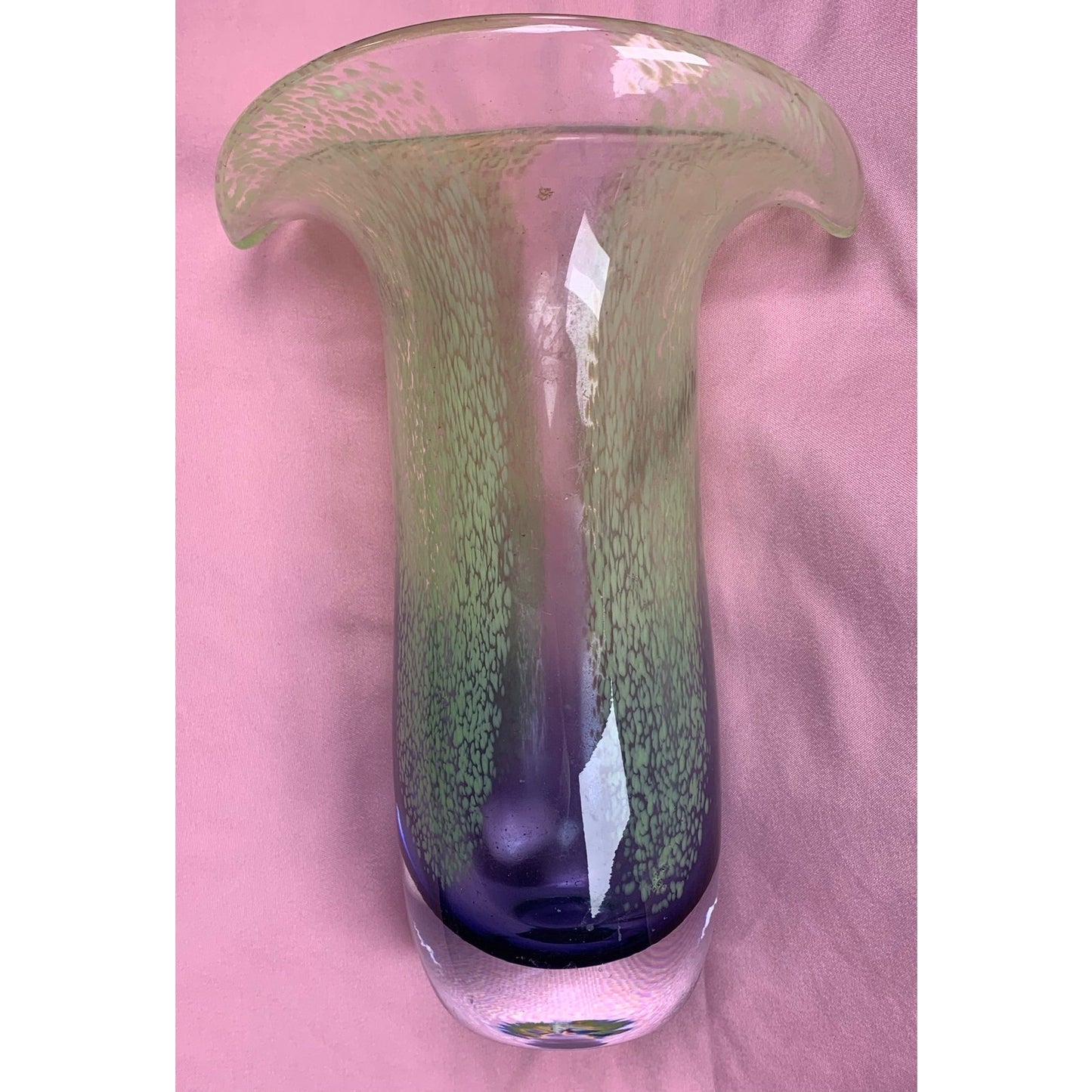 Vintage Telaflora Handblown Art Glass Vase w/Petal Rim