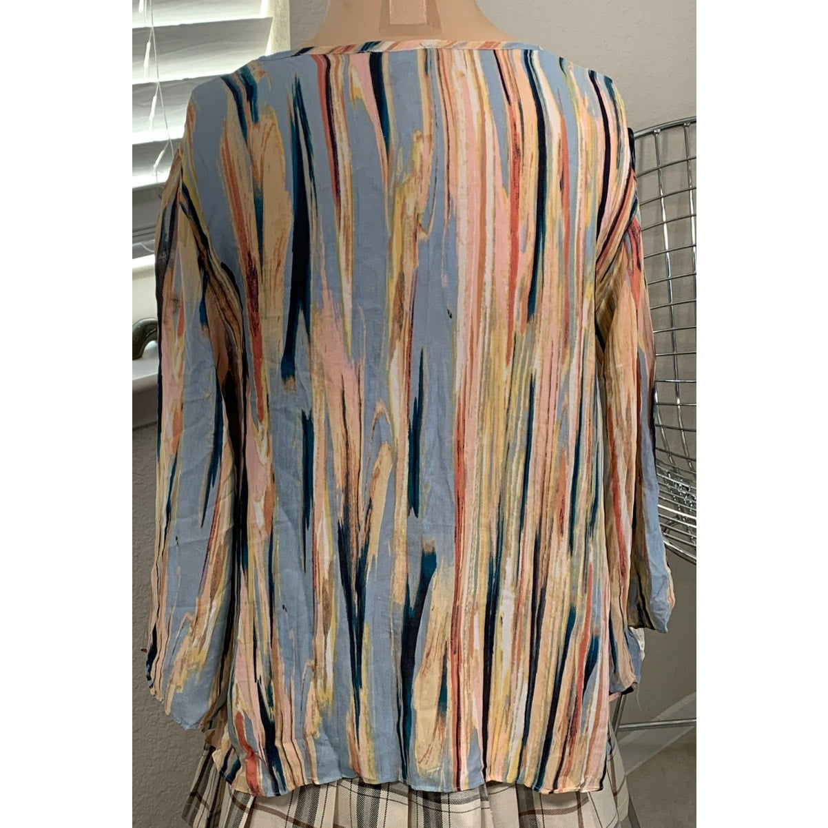 Melissa Paige Petite Sheer Boho style top with bell sleeves sz PM