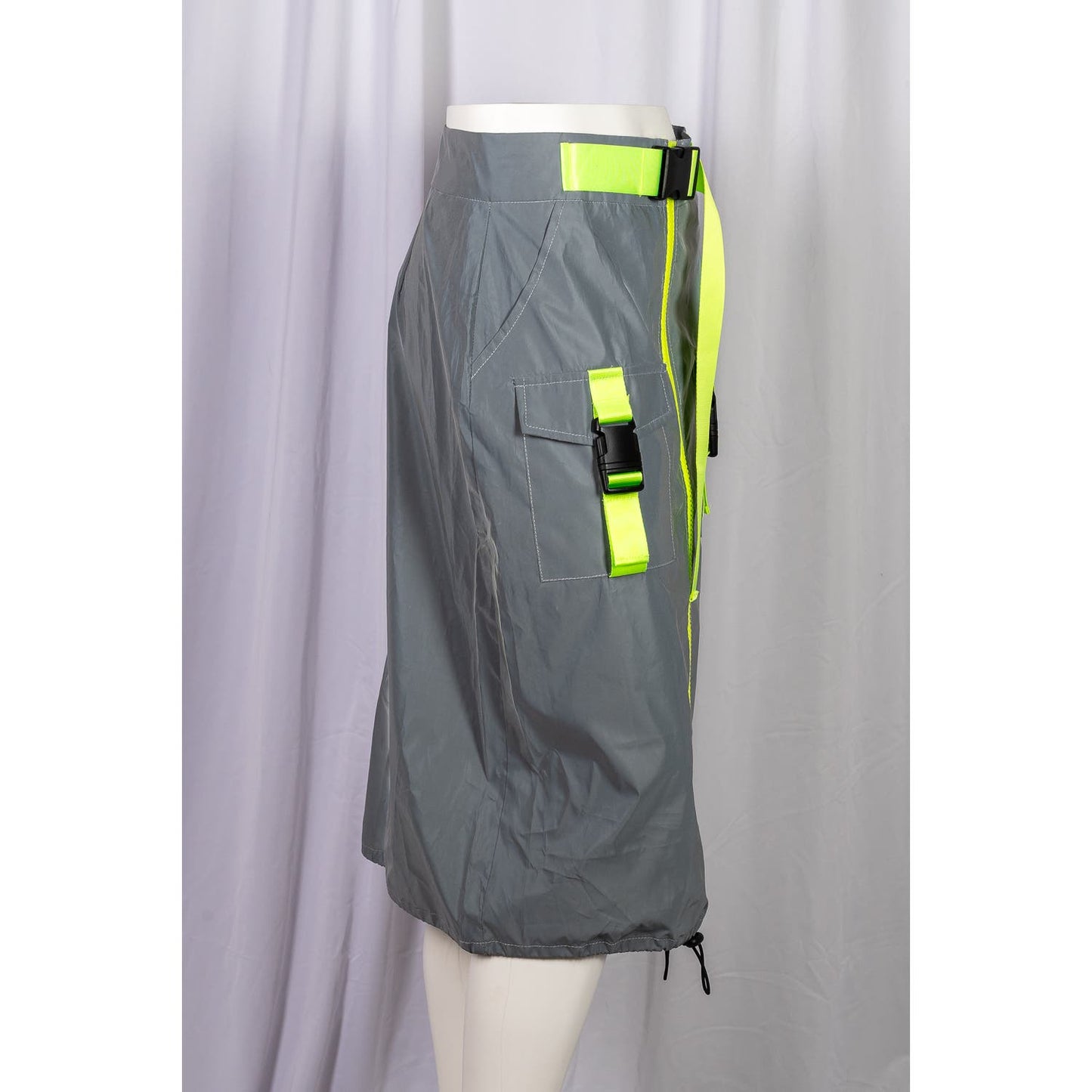 Capsulle Reflective High-Waist Midi Skirt With Neon Strap sz M