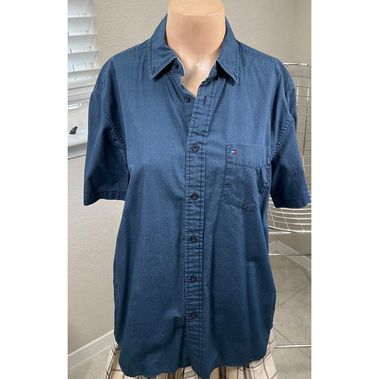 Y2K Tommy Hilfiger Blue button down classic fit shirt sz M