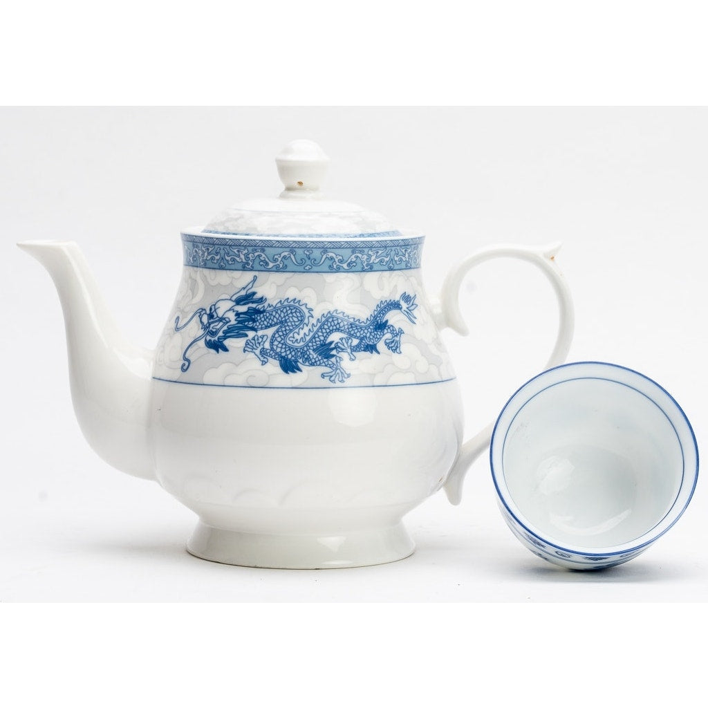 Vintage Cheng's White Jade Porcelain Blue and White Teapot