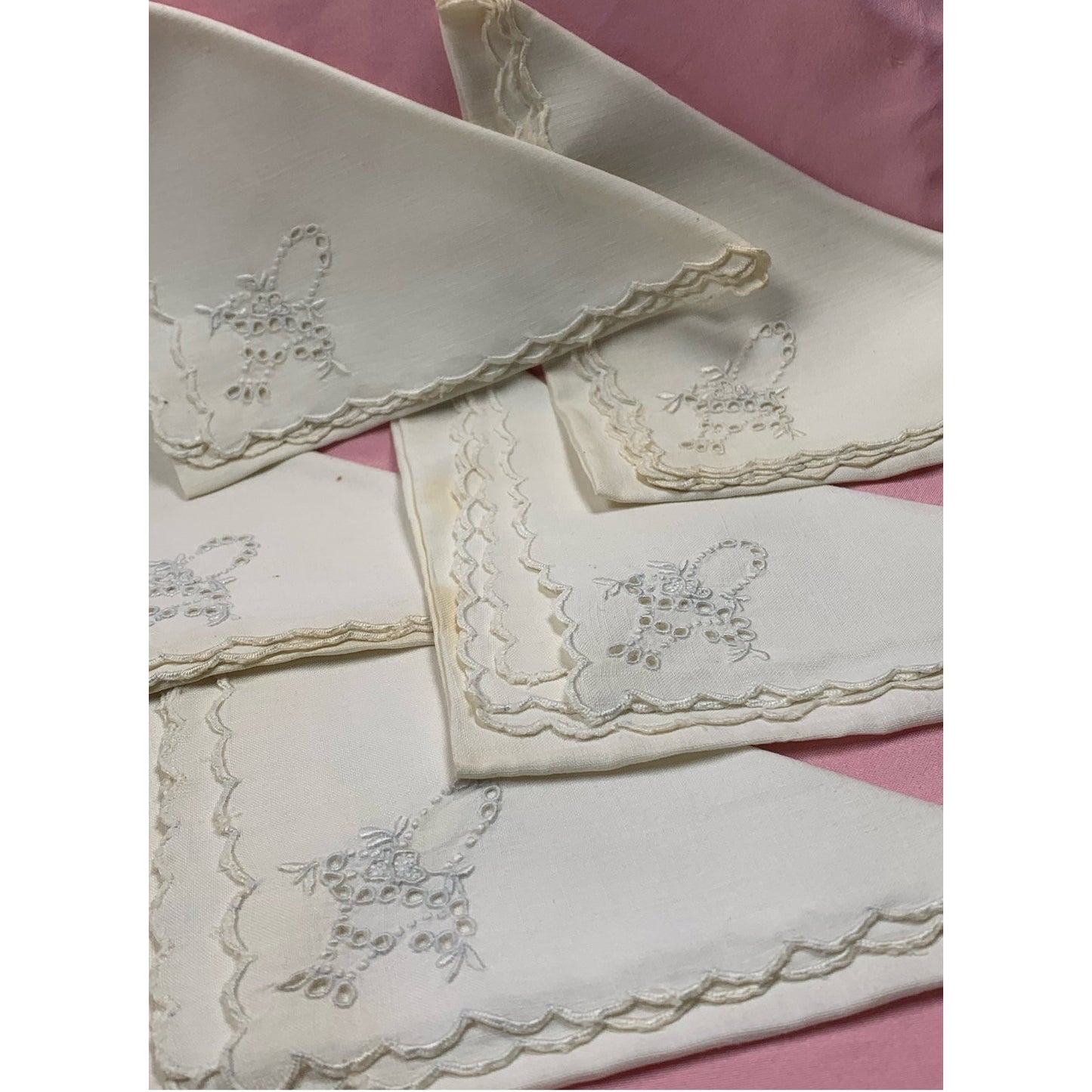 Vintage 1950's Real Madeira hand embroidered napkins - 6 total