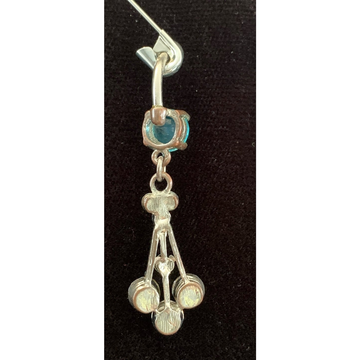 Vintage Y2K 14 g Blue Chandelier Surgical Steel Belly ring