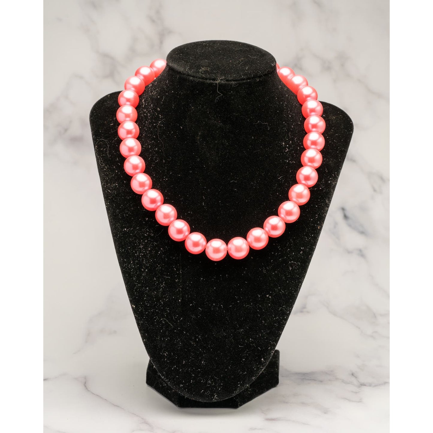 Pretty in bright Pink Czech glass pearl stretchy necklace