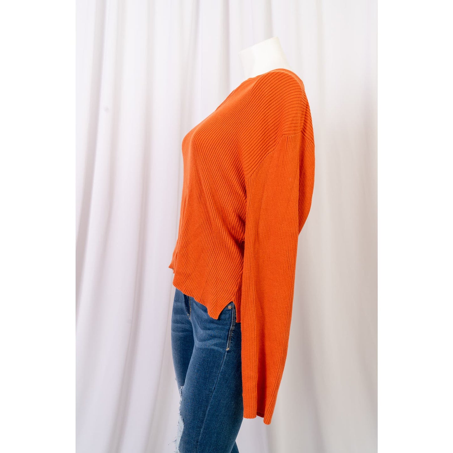 Women's Pierre Cardin orange cable knit v-neck sz XL shirt