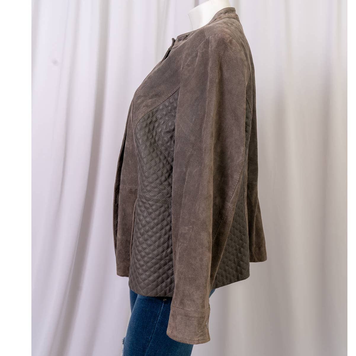 Isaac Mizrahi Live! Suede Jacket Quilted Chocolate jacket size 20W - Magically Funky Austin Resale & Thrift