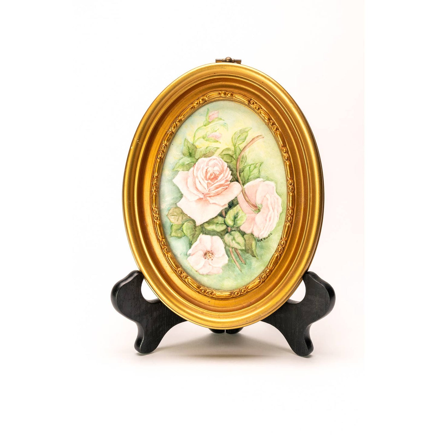 Antique Rose Majolica framed tile art 1900's from England - Magically Funky Austin Resale & Thrift