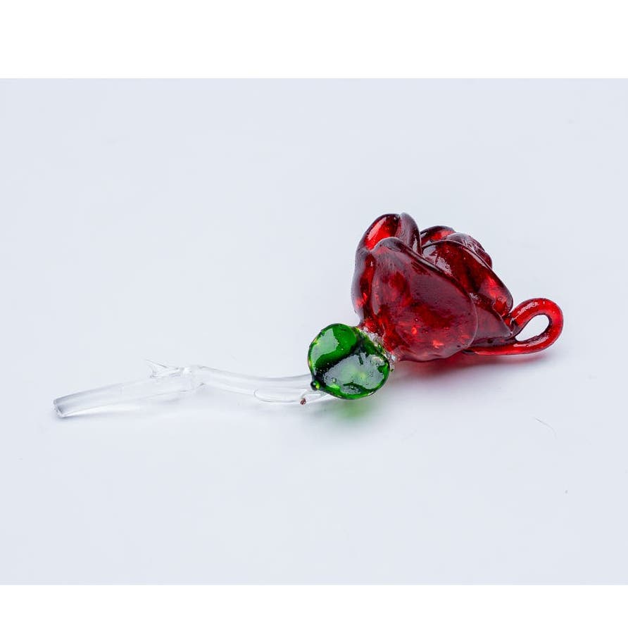 Red Hand blown glass rose