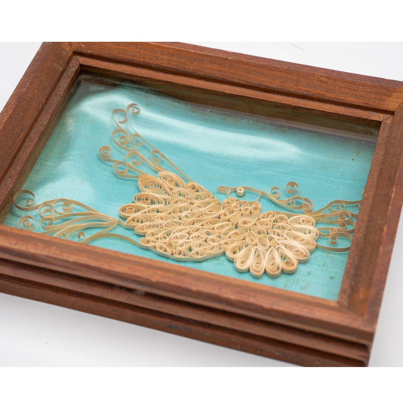 Vintage Boho Quilled peacock bird framed art - Magically Funky Austin Resale & Thrift