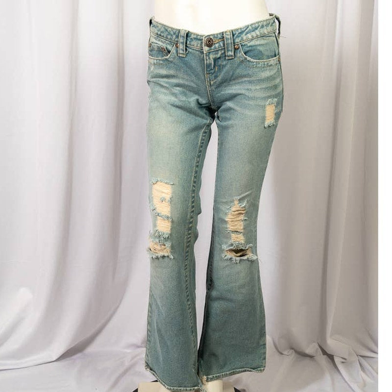 YMI distressed wide leg bell bottom jeans sz 3