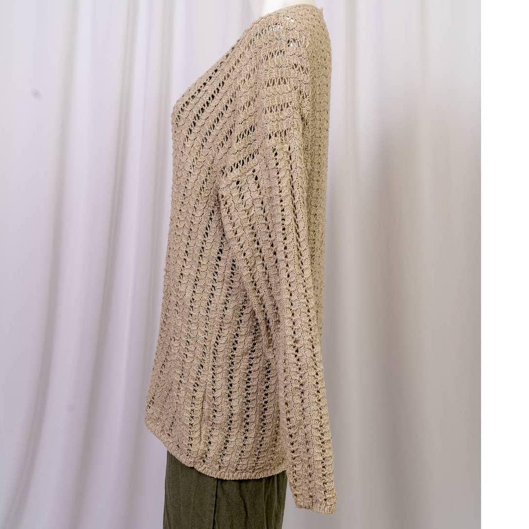 Vintage Beige knitted sweater from the 70's Sz L - Magically Funky Austin Resale & Thrift