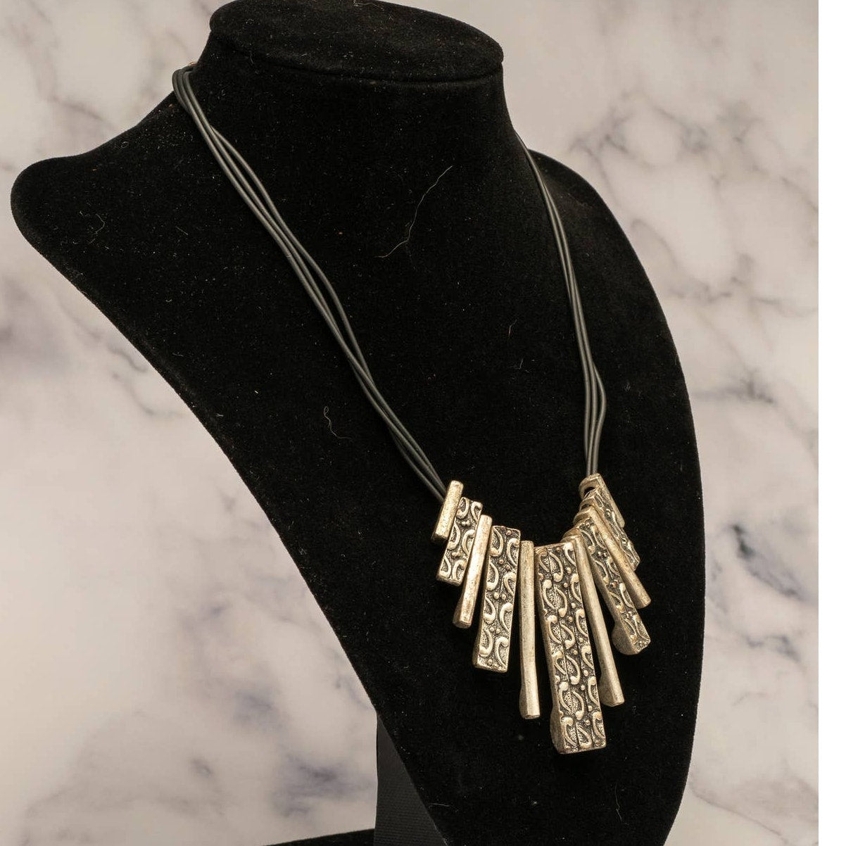 Long tribal style statement necklace and earrings